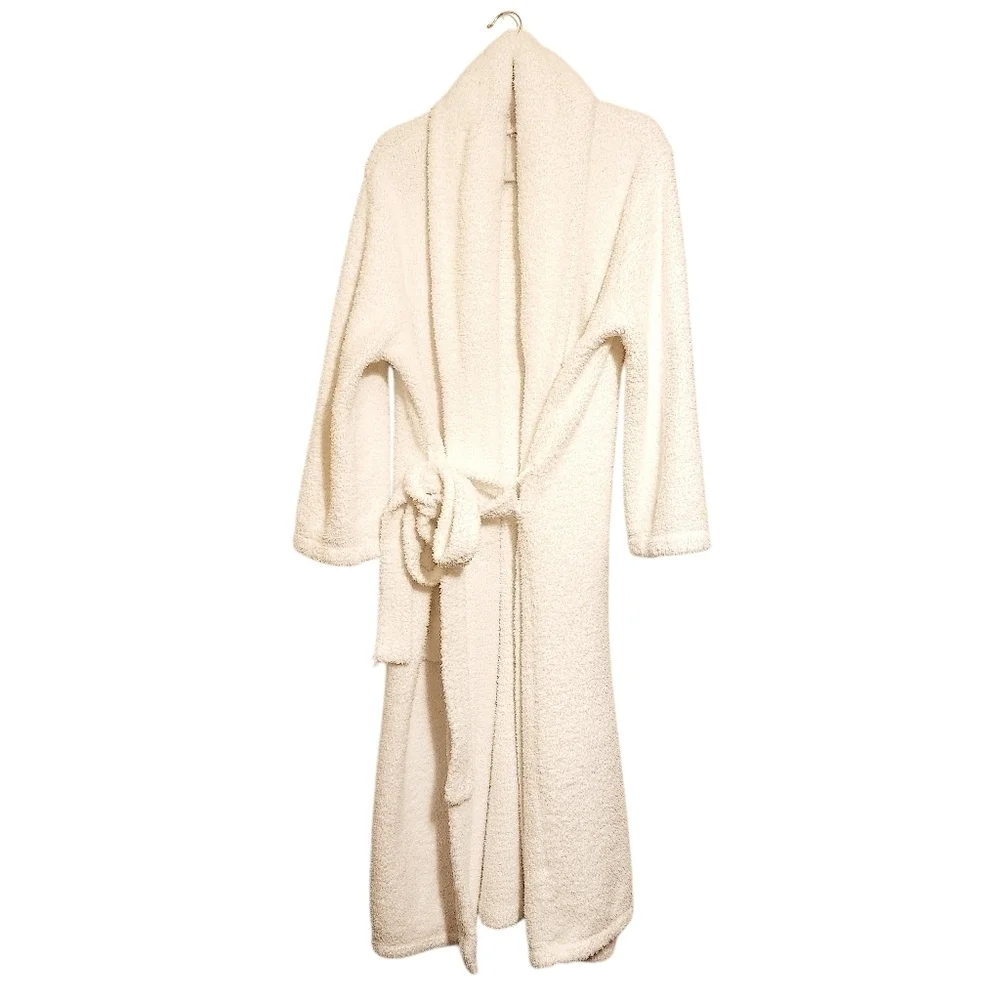 Barefoot Dreams | Women's White CozyChic® Ribbed Hooded Robe (Size 2/Medium)
